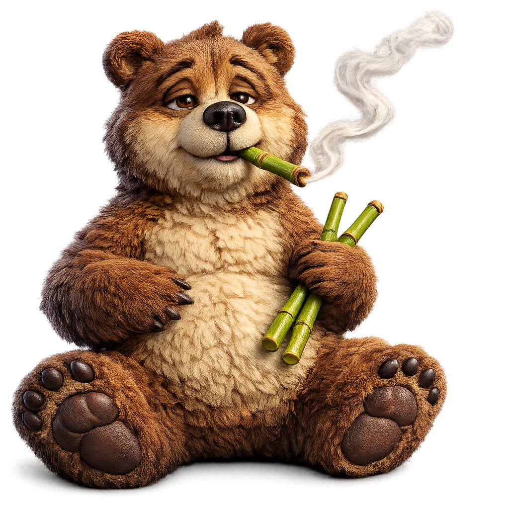Jerryninov bear logo with bamboo